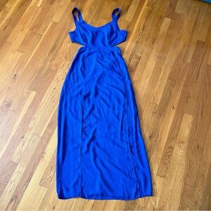 Express Ladies Royal Blue One-piece Cutout Top Long Slit Dress XS